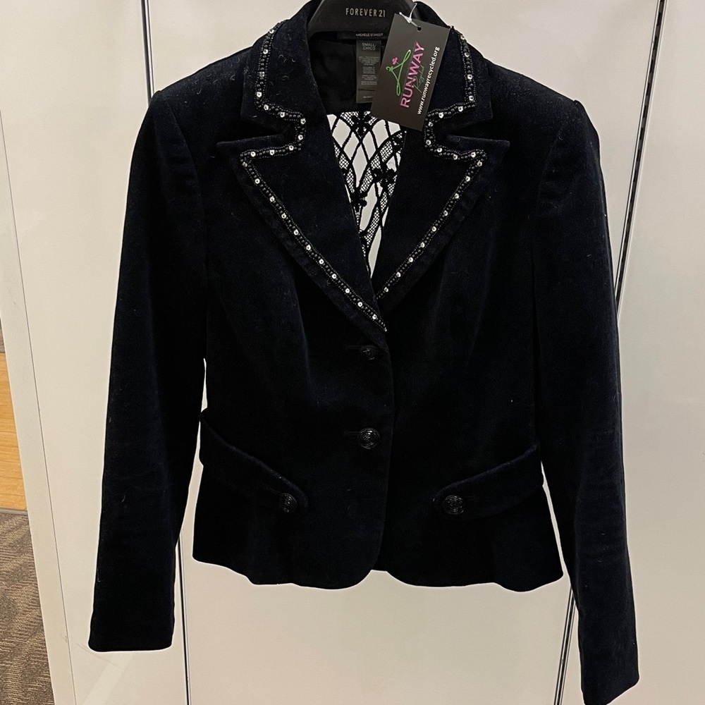 Bisou Bisou Black Blazer with Beaded Accents